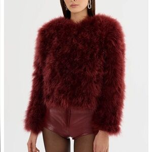 Lamarque Burgundy Faux Fur Jacket